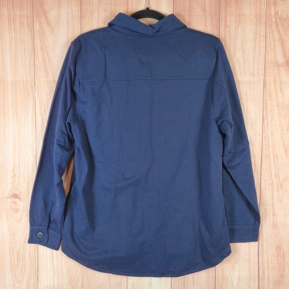 Berkley Jensen Shacket Womens S Oversized Long Sleeve Chest Pockets Button-Up